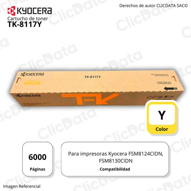Tóner Kyocera TK 8117Y Yellow 6 000 Pág. M8130, M8124 Original