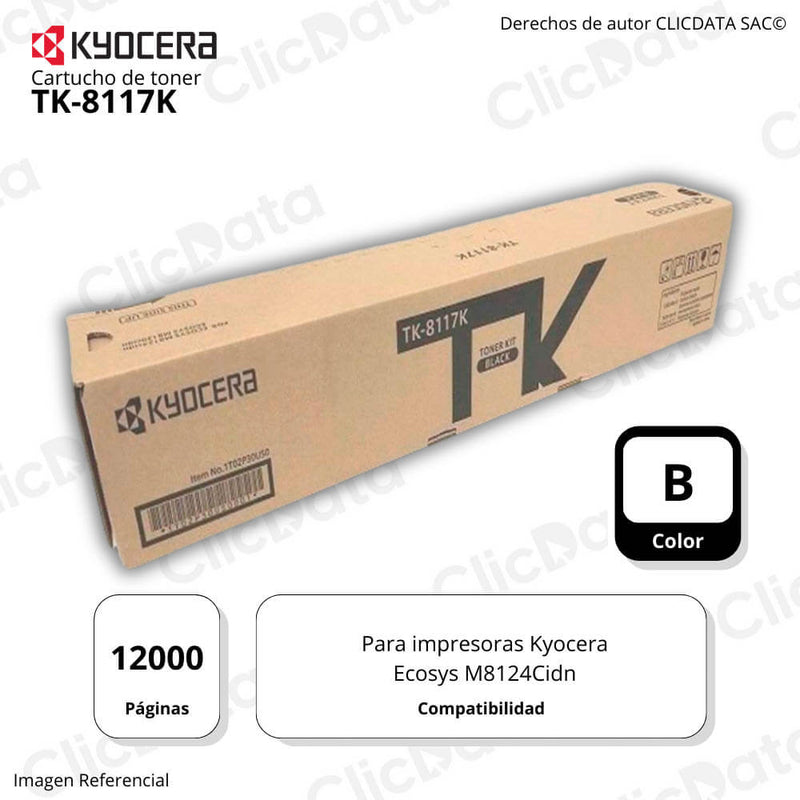 Toner Kyocera TK 8117K Negro 12K Pág. M8130, M8124 Original