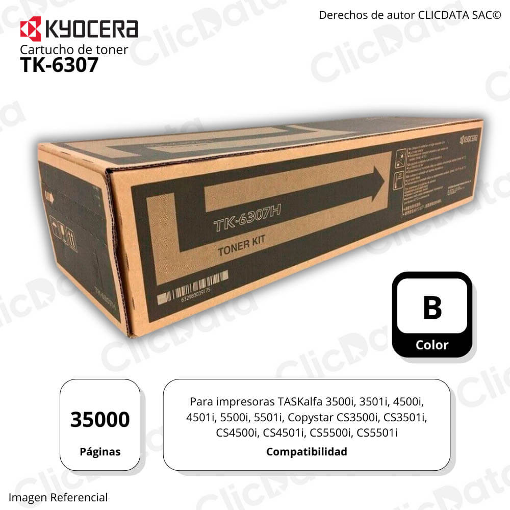 Toner Kyocera TK 6307 Negro 35K Pág. 3500i, 4500i Original