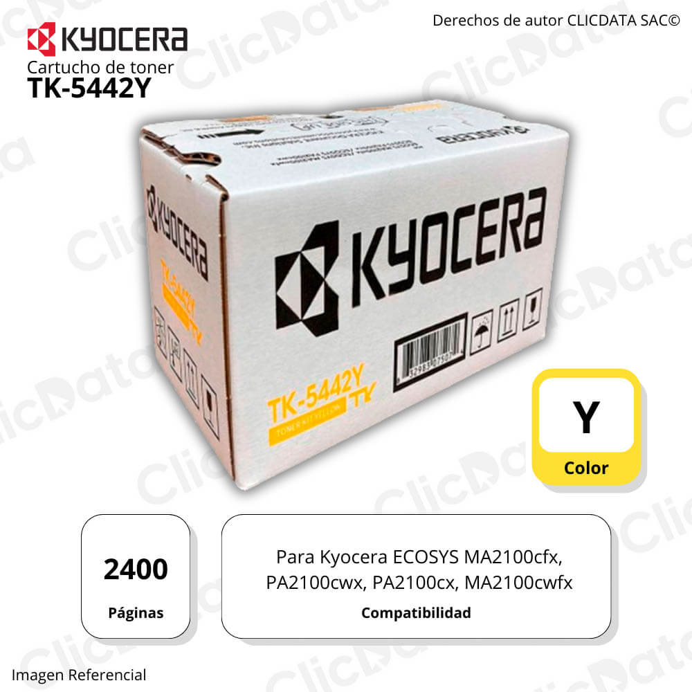 Tóner Kyocera TK 5442Y Yellow 2.400 Pág. PA2100cfx Original
