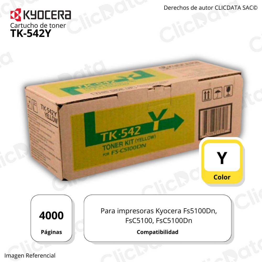 Toner Kyocera TK 542Y Yellow 4,000 Pág FsC5100Dn Original