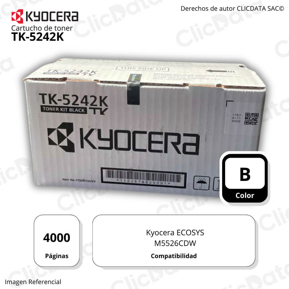 Toner Kyocera TK 5242K Negro 4K Pág. Ecosys M5526CDW Original