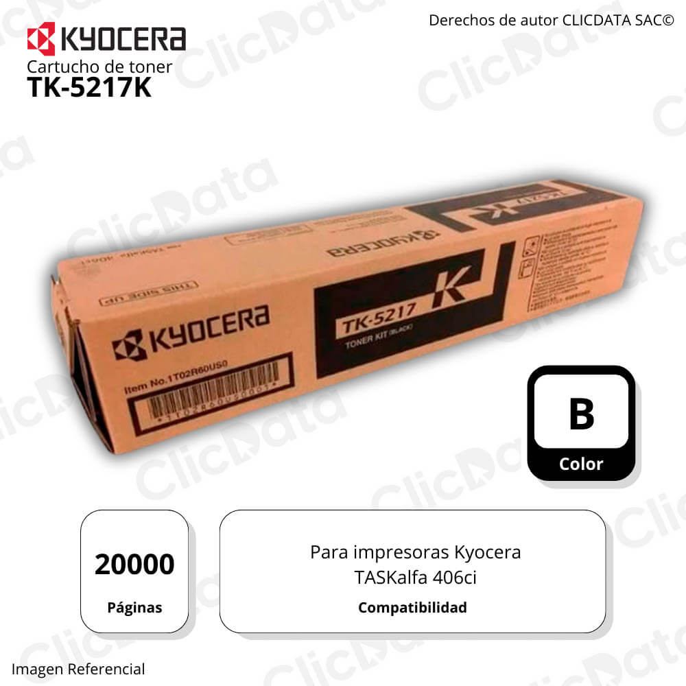 Toner Kyocera TK 5217K Negro 20K Pág. Kyocera 406ci Original