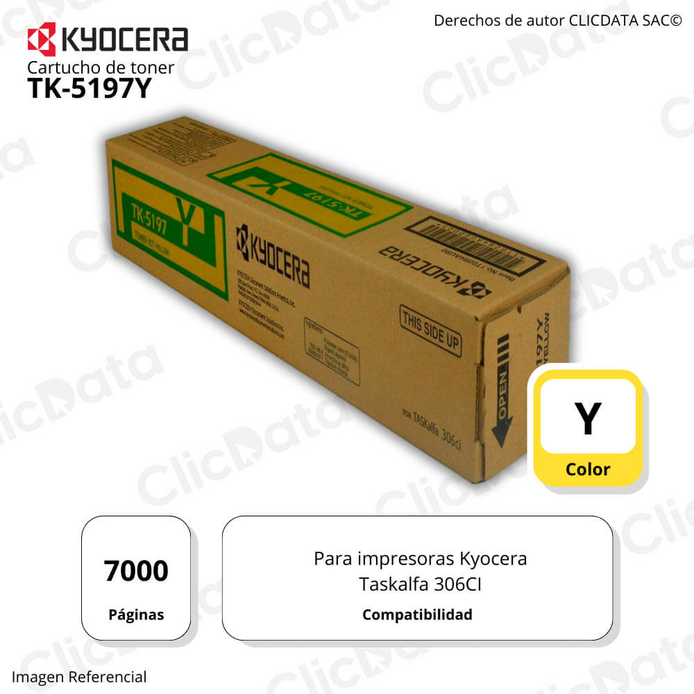 Toner Kyocera TK 5197Y Yellow 7,000 Pág. Taskalfa 306CI Original