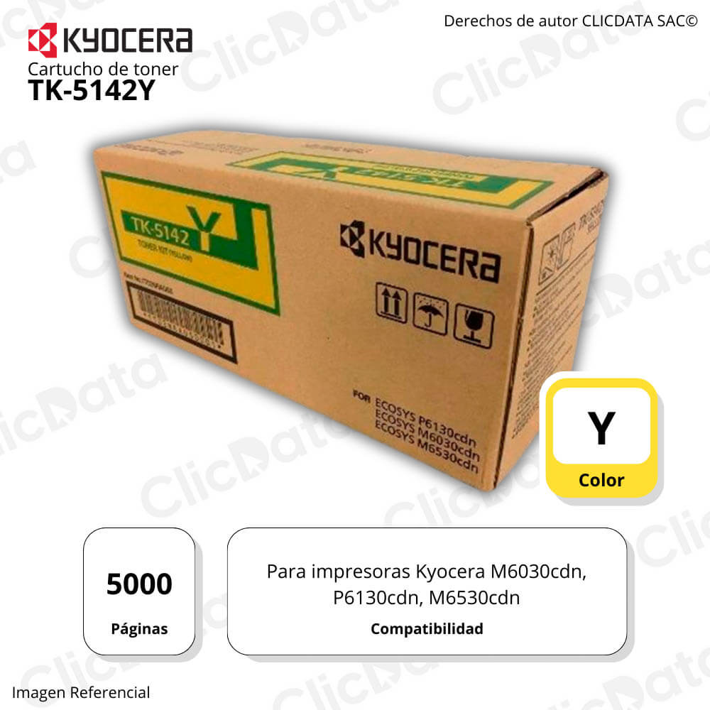 Toner Kyocera TK 5142Y Yellow 5K Pág. P6130cdn, M6530cdn Original
