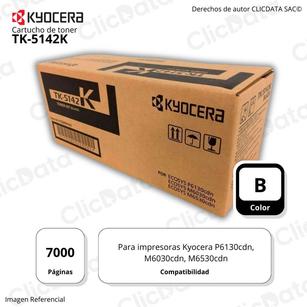 Toner Kyocera TK 5142K Negro 7K Pág. P6130cdn, M6530cdn Original