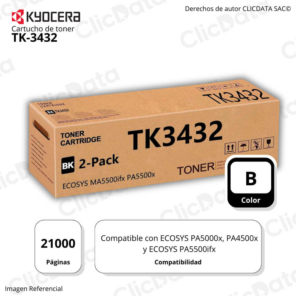 Toner Kyocera TK 3432 Negro 21K Pág. pa4500X Original