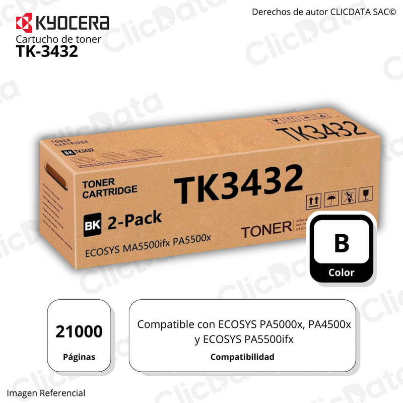 Toner Kyocera TK 3432 Negro 21K Pág. pa4500X Original