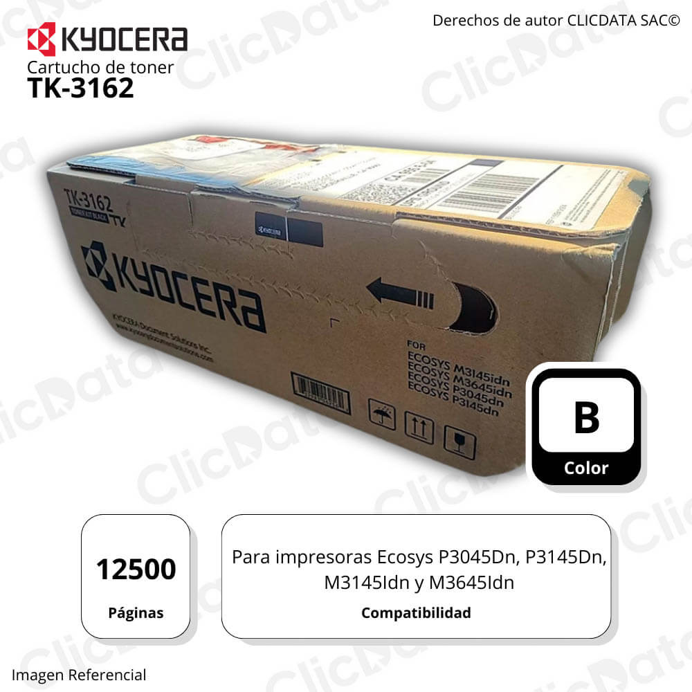 Tóner Kyocera TK 3162 Negro 12.5K Pág. M3645Idn Original