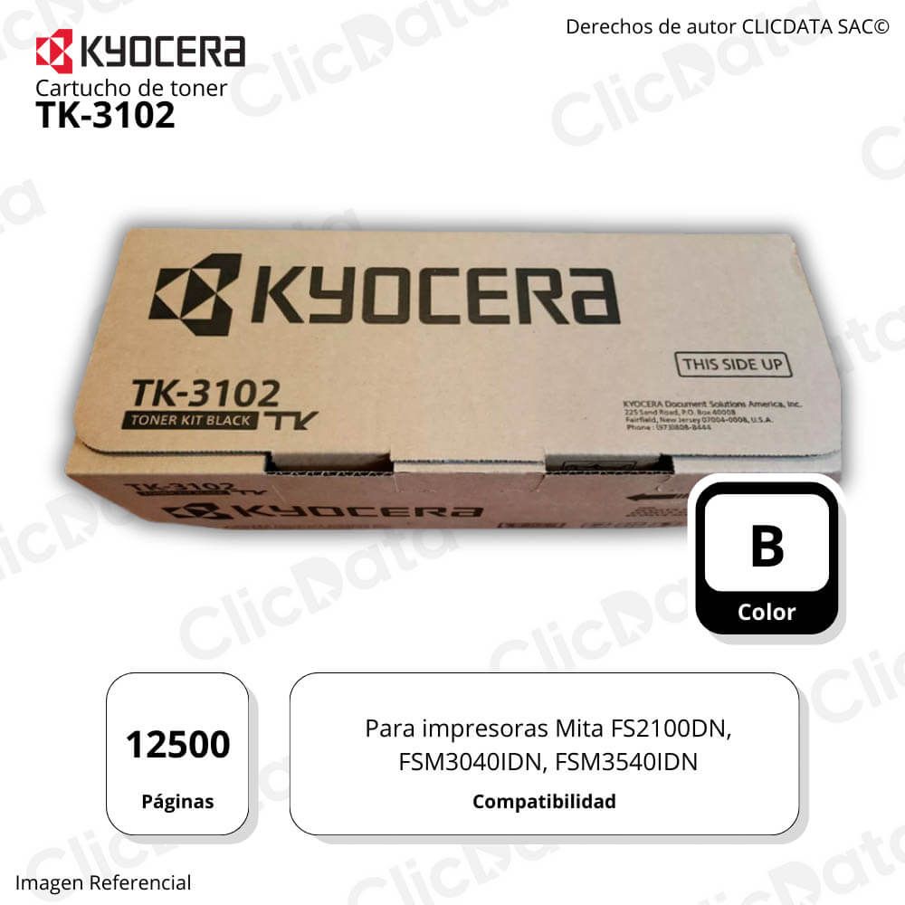Toner Kyocera TK 3102 Negro 12.5K Pag M3540IDN Original