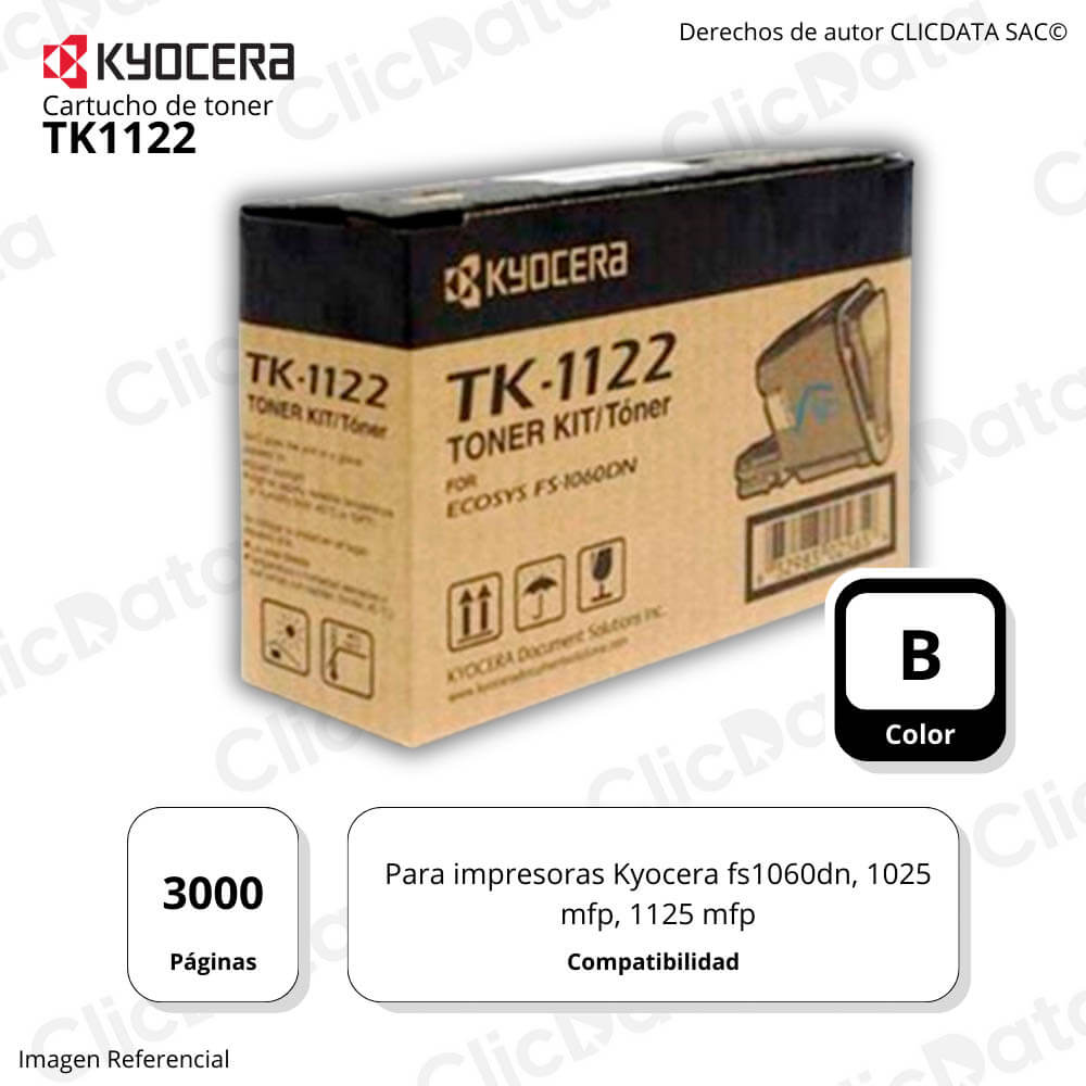 Toner Kyocera TK 1122 Negro 3,000 Pág. FS1060, 1025mfp Original