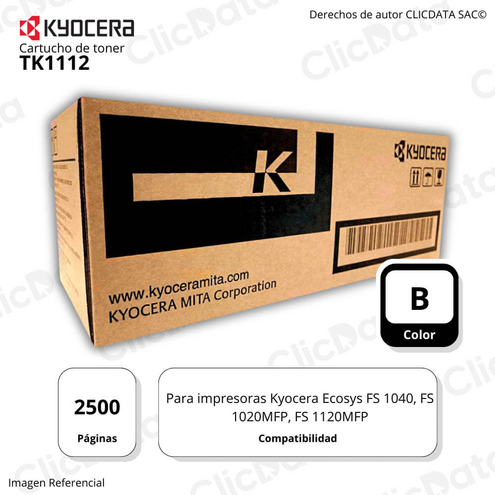 Toner Kyocera TK 1112 Negro 2.500 Pag FS 1040, FS1020 Original