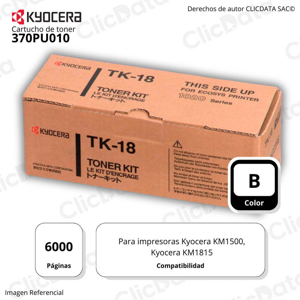 Toner Kyocera 370Pu010 Negro 6,000 Pág. KM1500 Original
