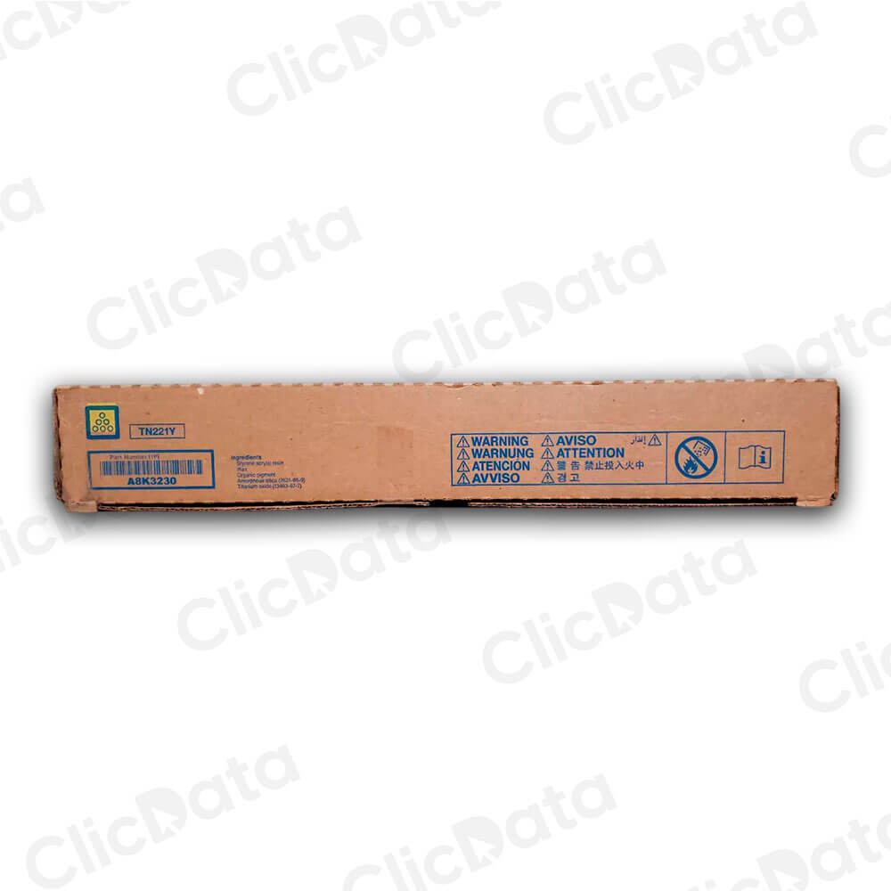 Toner Konica TN 221Y Yellow A8K3230 21K Pág. C287, c227 Original