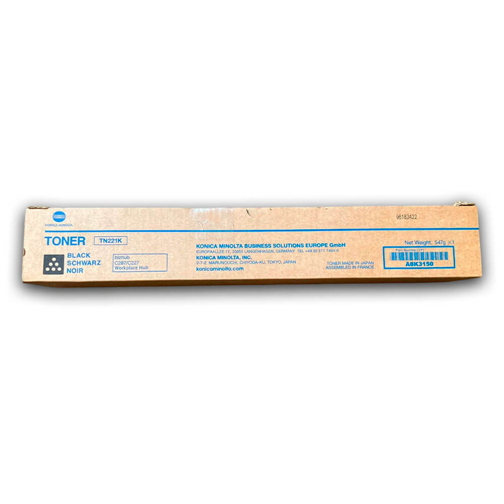 Toner Konica TN 221K Negro A8K3150 24K Pág. C227, C287 Original