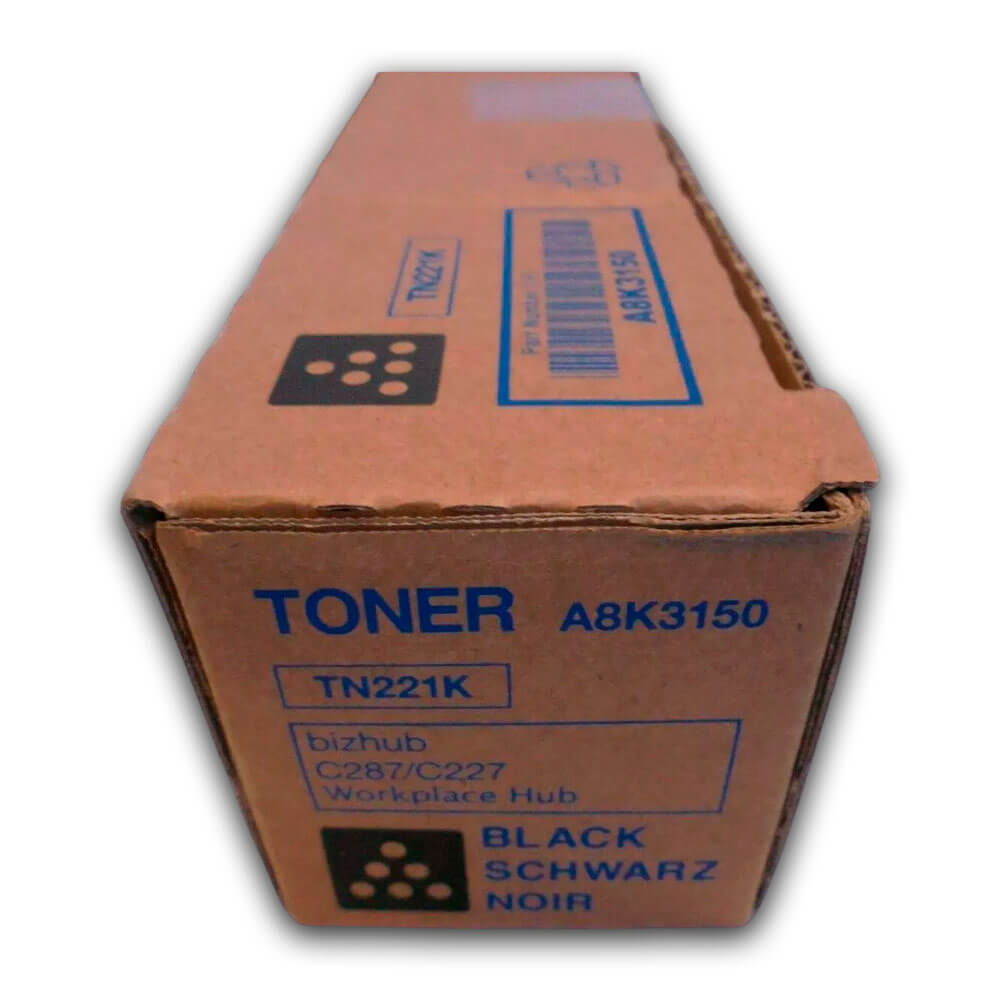 Toner Konica TN 221K Negro A8K3150 24K Pág. C227, C287 Original
