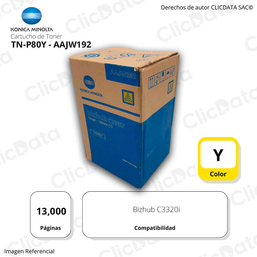Toner Konica Minolta TNP80Y Yellow 13K Pág. C3320i Original