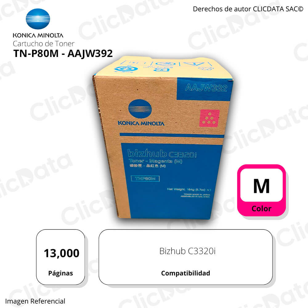 Toner Konica Minolta TNP80M Magenta 13K Pág. C3320i Original