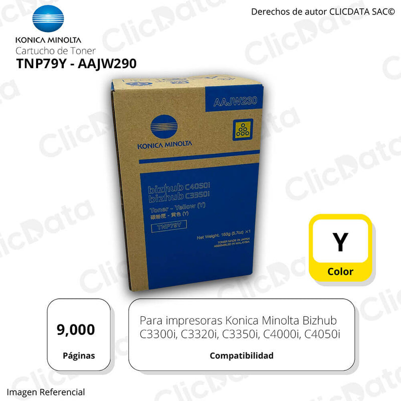 Toner Konica Minolta TNP79Y Yellow 9,000 Pág. C3300i Original