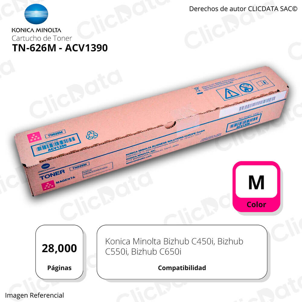 Toner Konica Minolta TN 626M Magenta 28K Pág. C450i, C650i Original
