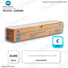 Toner Konica Minolta TN 512C Cyan 26K Pág. C454e, C554e Original