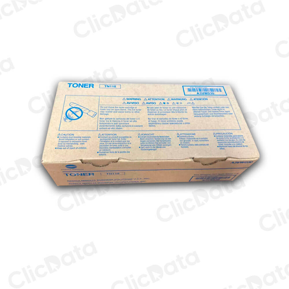 Toner Konica Minolta TN 118 Negro 12,000 pag 195, 226 Original