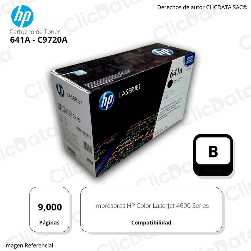 Toner Hp 641A Negro C9720A 9.000 Pág. 4600, 4650 Original