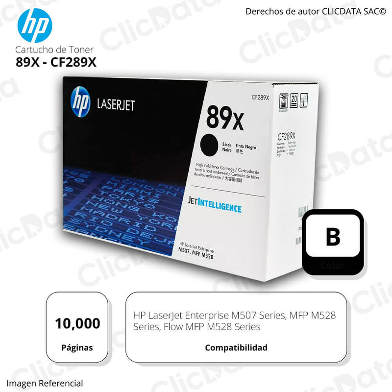 Toner Hp 89X Negro CF289X 10.000 Pág. M528, M507 Original