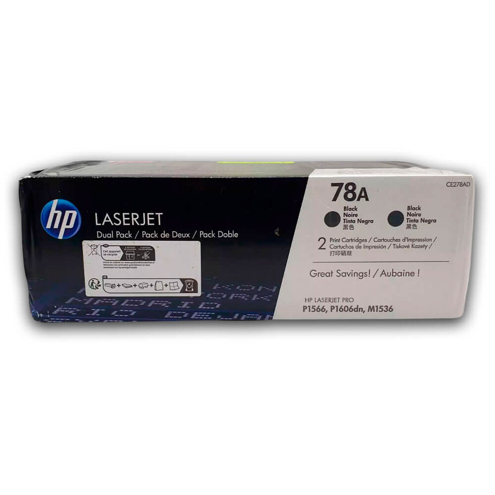 Dual Pack Toner HP 78AD CE278Ad Black 4,200 Pág P1606 Original