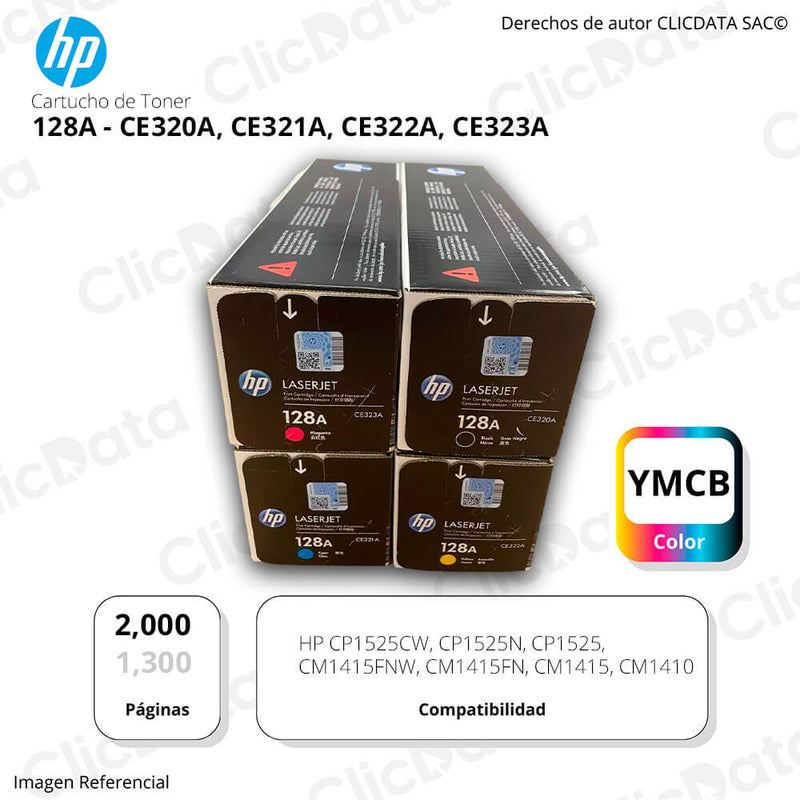 Juego de toner HP 128A CYMK CM1410, CM1415, CP1525n Original