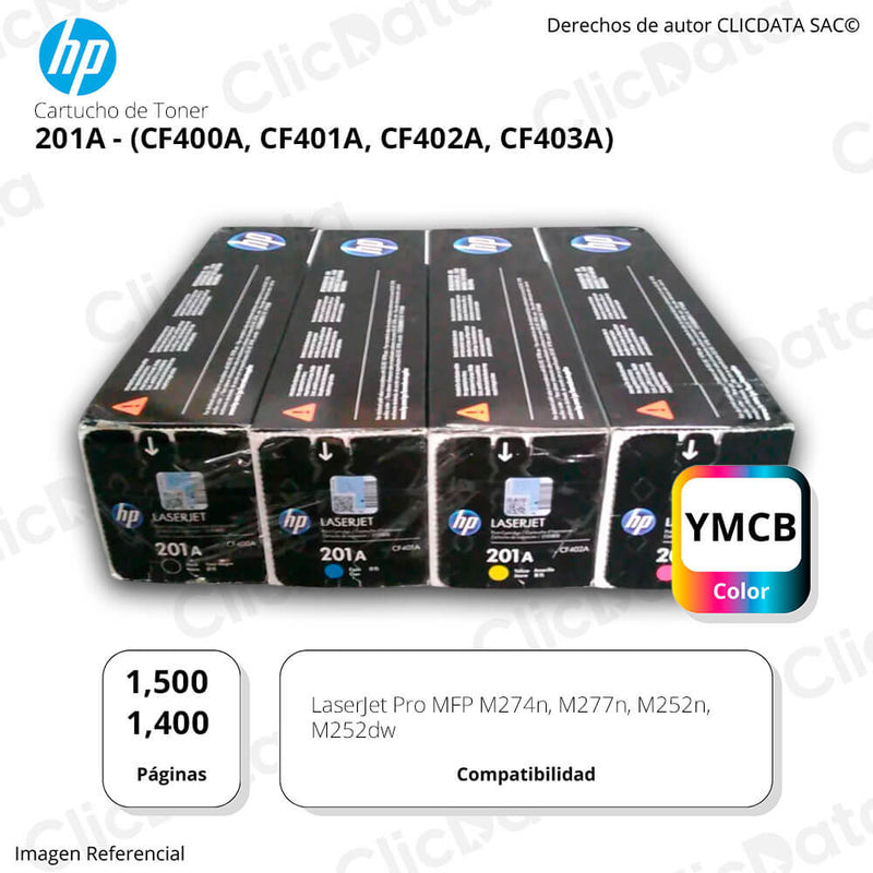 Juego de toner HP 201A Negro y Colores M274n, M277dw Original