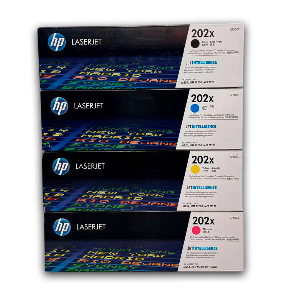 Juego de toner HP 202X Negro y Colores M281fdn, M280nw Original