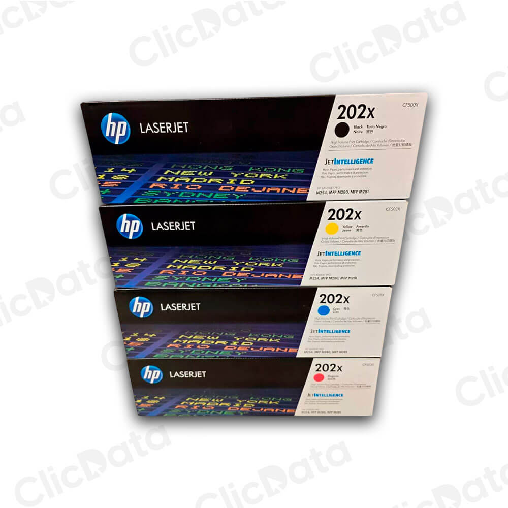 Juego de toner HP 202X Negro y Colores M281fdn, M280nw Original