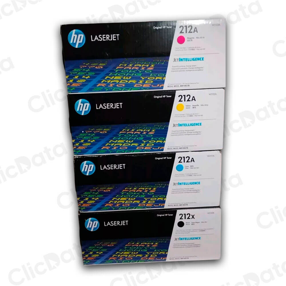 Juego de Toner HP 212A Negro y Colores M555dn, M554dn Original
