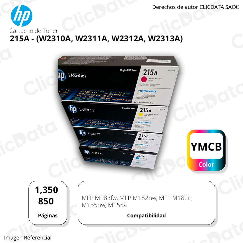 Juego de toner HP 215A Negro y Colores M182nw, M183fw Original