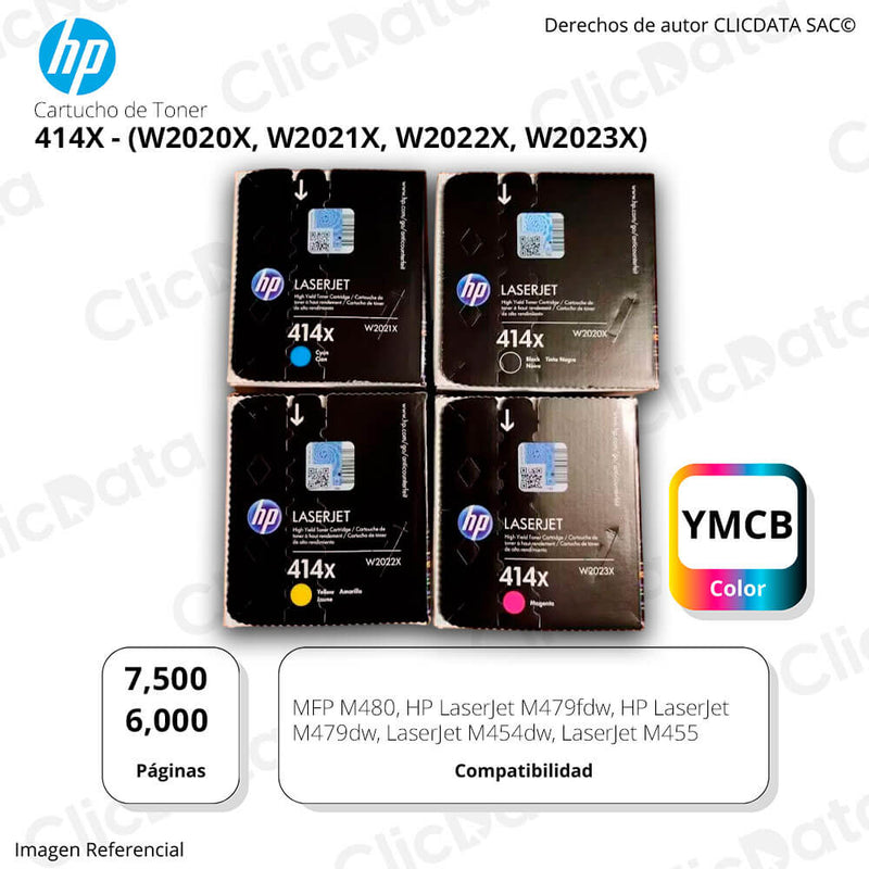 Juego de toner HP 414X Negro y Colores M454dw, M479dw Original