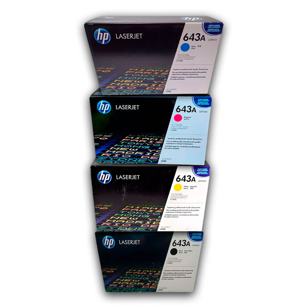 Juego de toner HP 643A Negro y Colores 4700dn, 4700dtn Original