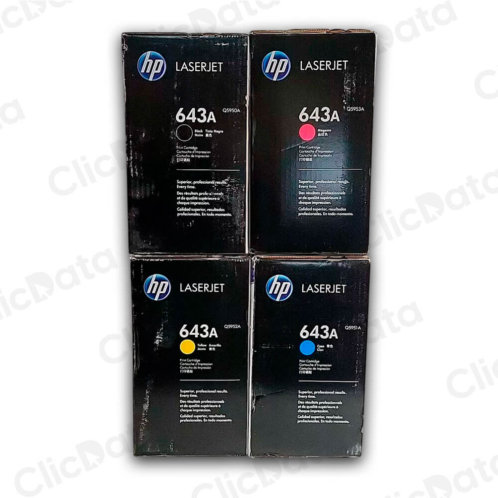 Juego de toner HP 643A Negro y Colores 4700dn, 4700dtn Original