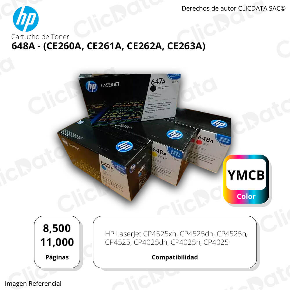 Juego de toner HP 648A Negro y Colores CP4025dn, CP4025 Original