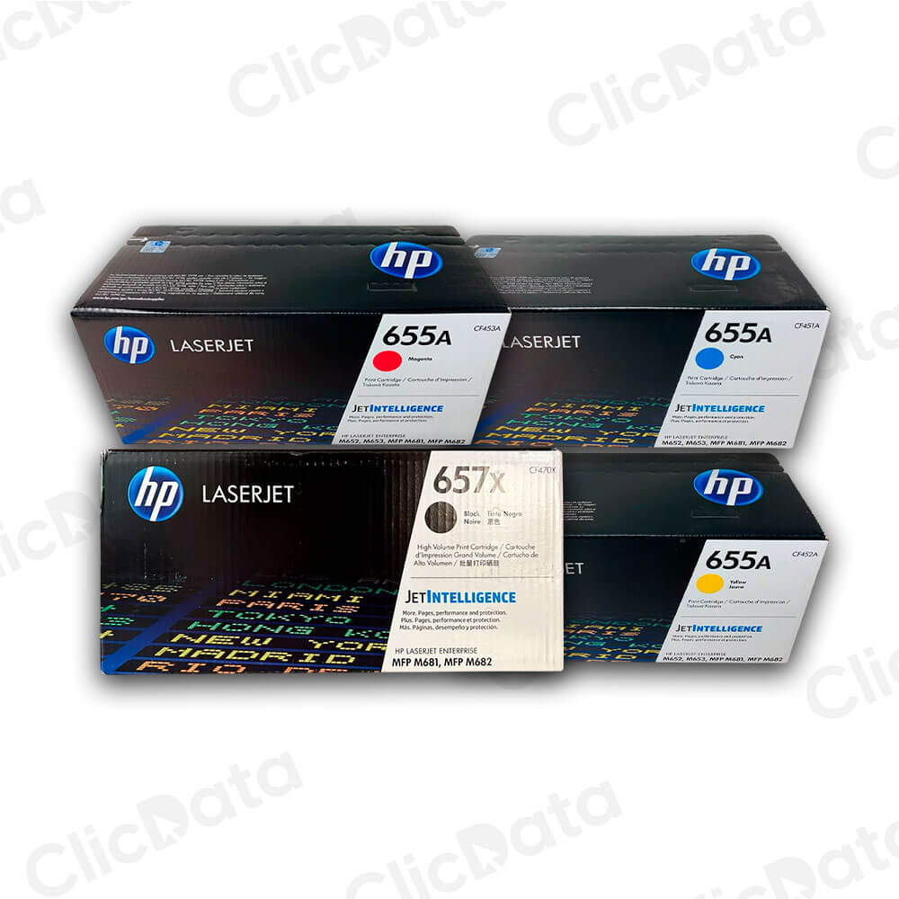 Juego de toner HP 655A Negro y Colores M681dh, M682z Original