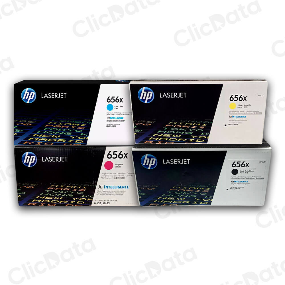 Juego de toner HP 656X Negro y Colores M653x, M653dn Original