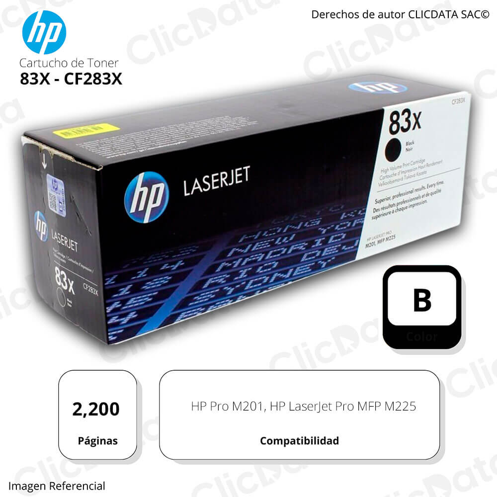 Toner Hp 83X Negro CF283X 2.200 Pág.MFP M225, M201 Original