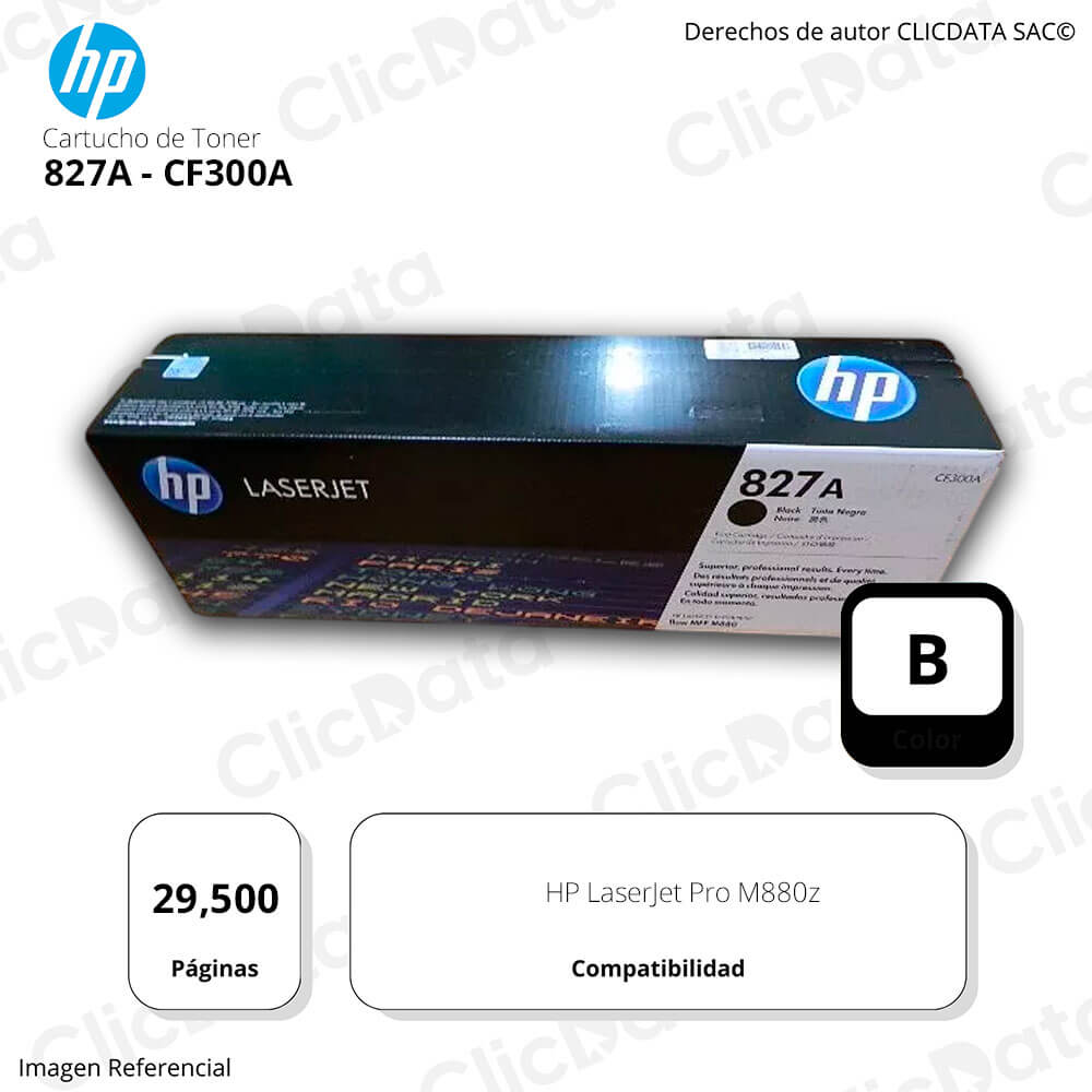 Toner Hp 827A Negro CF300A 29.500 Pág. LaserJet M880z Original