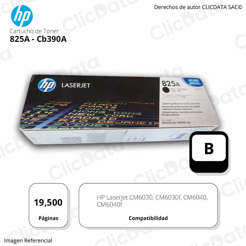 Toner Hp 825A Black Cb390A 19,500 Pág. CM6030, CM6040 Original