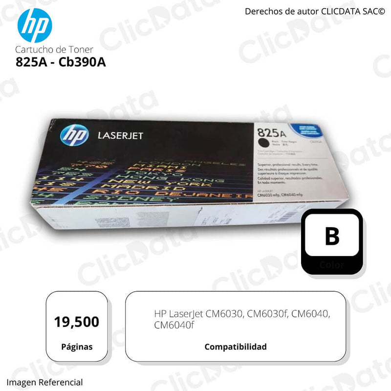 Toner Hp 825A Black Cb390A 19,500 Pág. CM6030, CM6040 Original