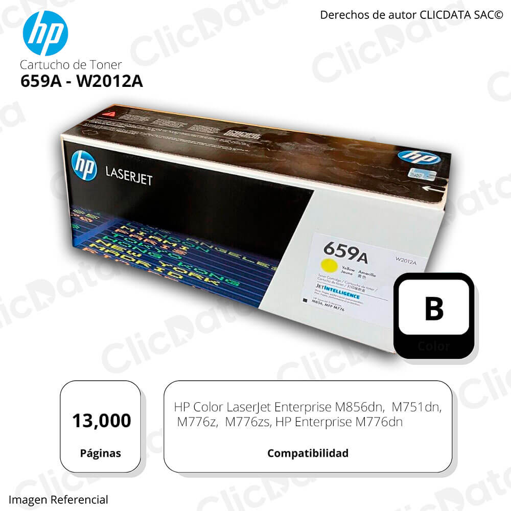 Toner Hp 659A Yellow W2012A 13K Pág. P M776z, M776dn Original