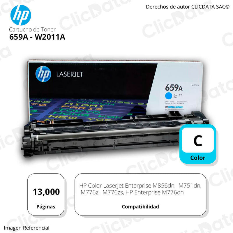 Toner Hp 659A Cyan W2011A 13K Pág. Enterprise Flow M776z Original