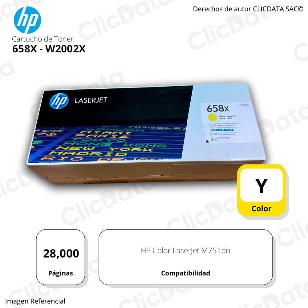 Toner Hp 658X Yellow W2002X 28,000 Pág. M751DN Original