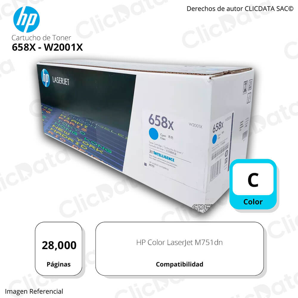 Toner Hp 658X Cyan W2001X 28,000 Pág. M751dn Original