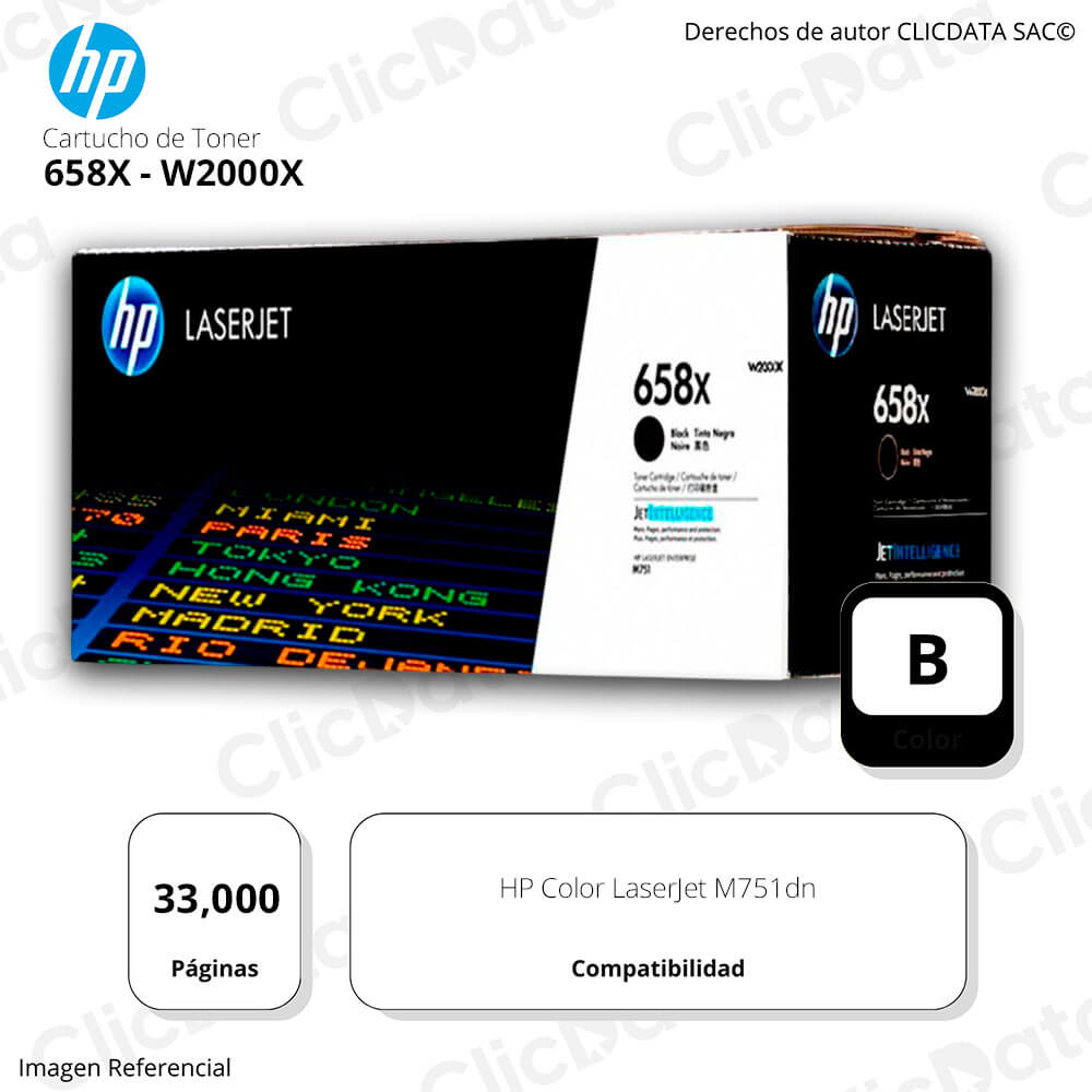 Toner Hp 658X Black W2000X 33,000 Pág. M751dn Original